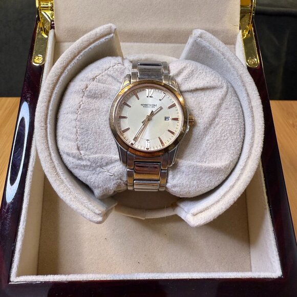 Kenneth Cole Reaction Rose Gold/Silver Ladies' Calendar Watch KC4595, 30mm - Picture 1 of 5